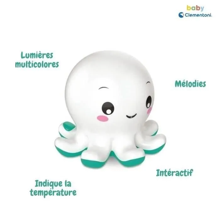 Jouet de bain interactif Baby Clementoni - Colin le poulpe lumineux et musical-0