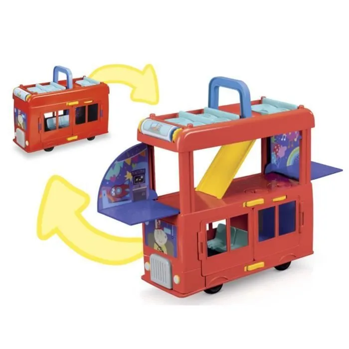 Peppa Pig, coffret Bus en fête 2 en 1 avec 3 figurines et 13 accessoires, jouets préscolaires pour filles et garçons, dès 3 ans-4