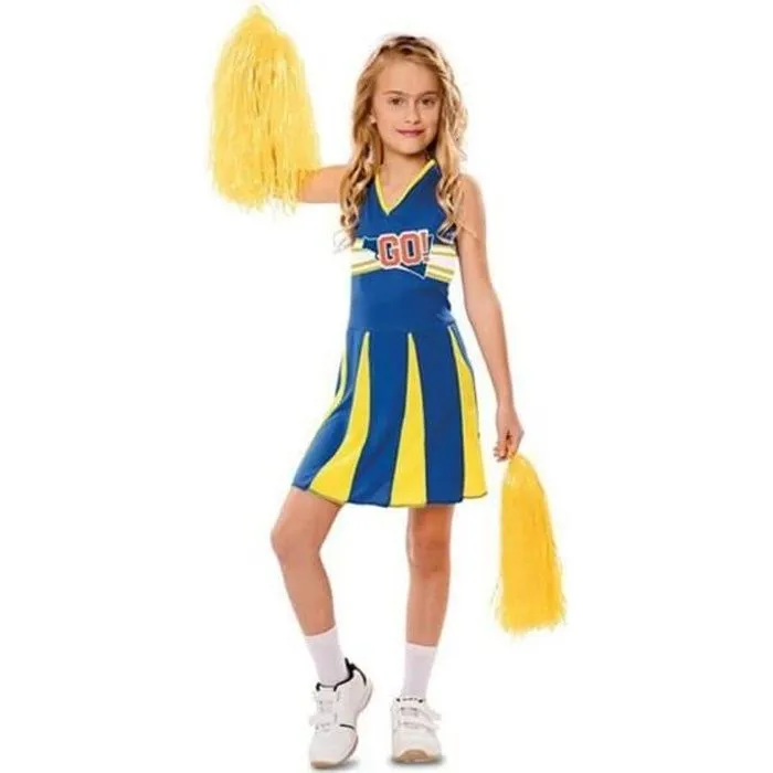 Déguisement de Cheerleader Bleu et Jaune pour fille-0