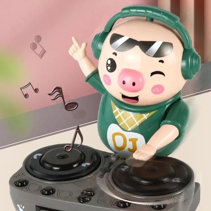 Jouet Cochon DJ à Balancer, DJ Swinging Piggy Toy, DJ Electric Music Dancing Pig Toy, Jouet Rock DJ Cochon avec Musique et lumières-3