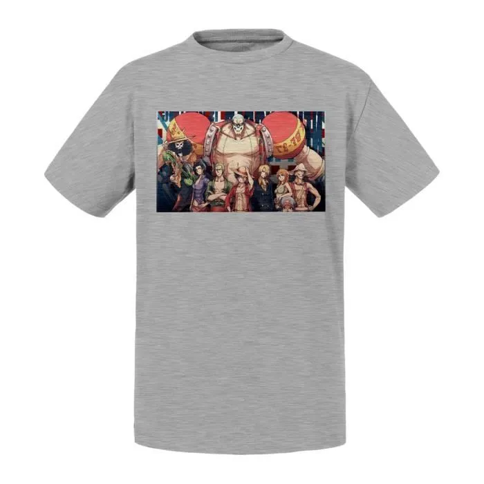 T-shirt Enfant Gris One Piece Shonen Manga Personnages-0