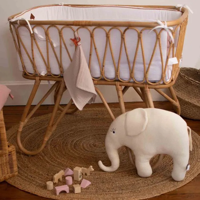 Grande peluche en coton tricot Eléphant Écru Taille Unique-2