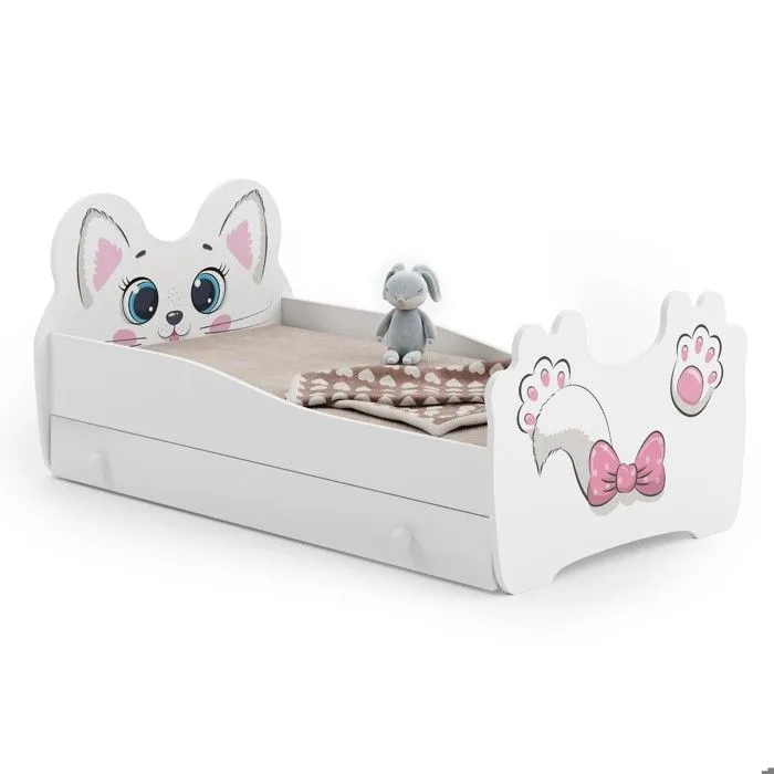 Lit enfant "PINKCAT" 160x80cm + tiroir + matelas-1