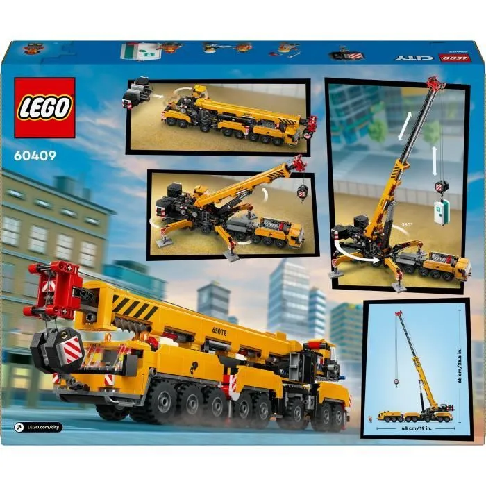 LEGO® City 60409 La grue de chantier mobile jaune, set de construction cadeau pour enfants-5