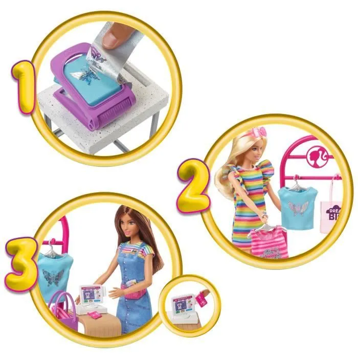 Barbie-Coffret Boutique Créations, avec poupée et accessoires de mode HKT78-4