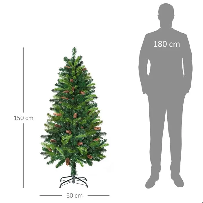 HOMCOM - Sapin de Noël - PVC - 60x60x150cm - Vert-3