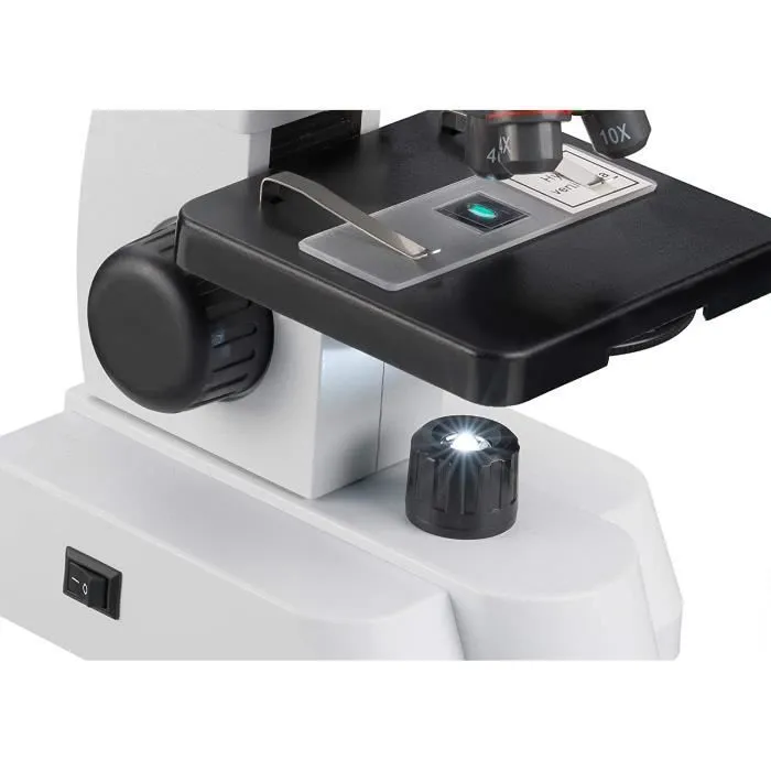 Microscope junior BRESSER - 27 cm acier blanc - Grossissement 40 à 640x-3