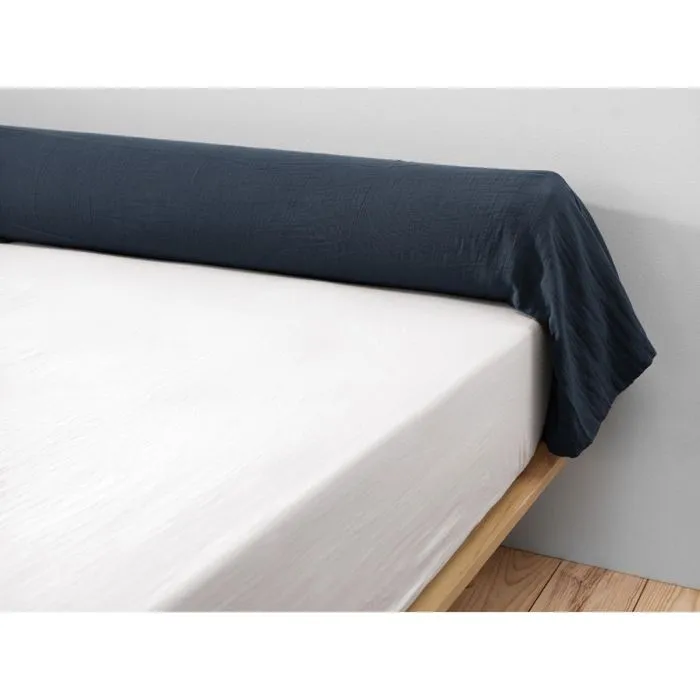 Taie de traversin gaze de coton 85 x 185 cm gaia minuit Bleu foncé-0