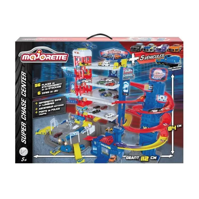Garage Majorette Super Chase Center avec 4 voitures et 1 train - 5 étages - 112x70x84 cm-5