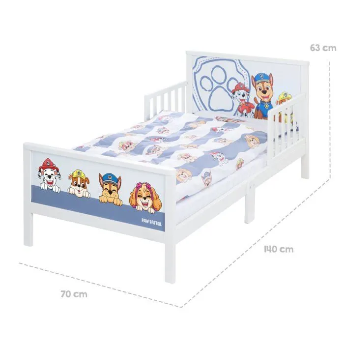 Lit Enfant 2-7 Ans avec Barrières de Protection + Parure de Lit ROBA Pat'Patrouille - Blanc - 70x140 cm-5