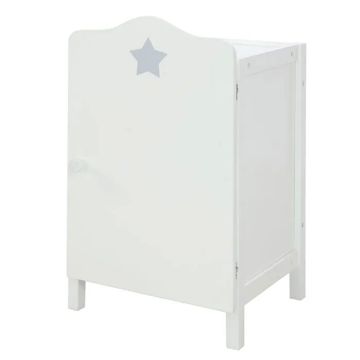 Armoire de Poupée en Bois Stella - ROBA - Penderie et Étagère - Blanc / Motif Étoile-0