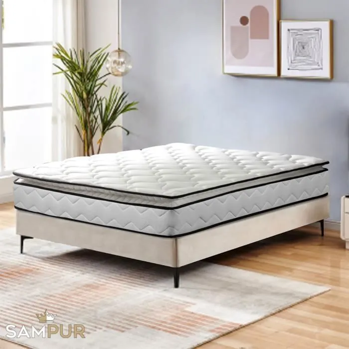 Matelas César 140x190 cm Sampur - Mousse HR Mémoire de Forme - Surmatelas Intégré - Épaisseur epaisseur 22 cm - Confort Optimal-0