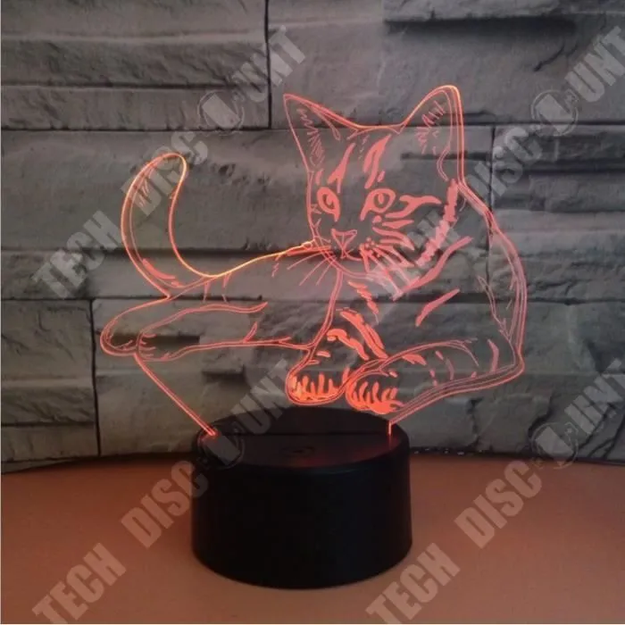TD® xm12947-3D Veilleuse Abstrait Cercle Amour Noeud Ampoule 3D 3D Lumière Illusion Holographique 7 Changement De Couleur Lu-2