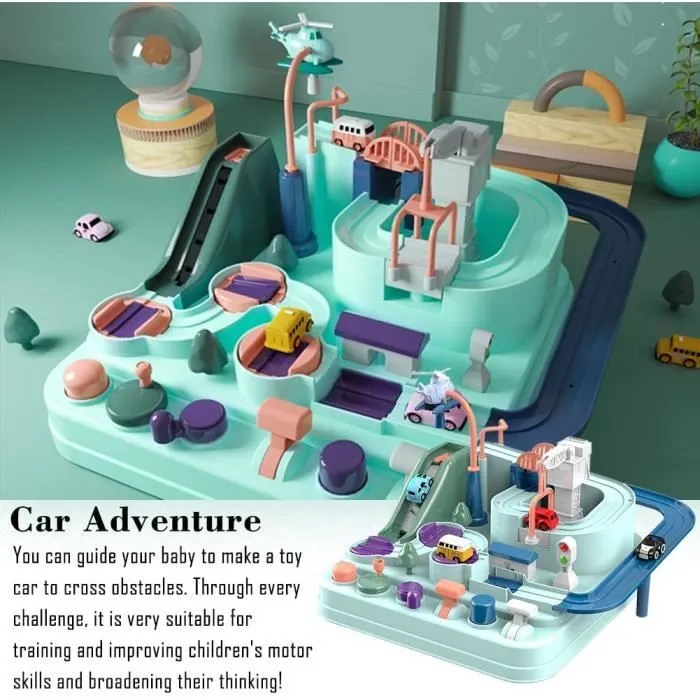 Circuit Voiture Enfant, Piste Aventure de Voiture Jouet, Pistes de Voiture Jeux pour Enfants, Montessori Profite aux Jouets Intellec-3