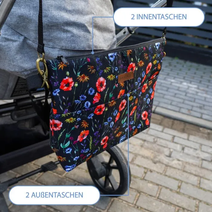 Organisateur de poussette Coquelicots - sac à langer pour poussette ou sac de poussette-2