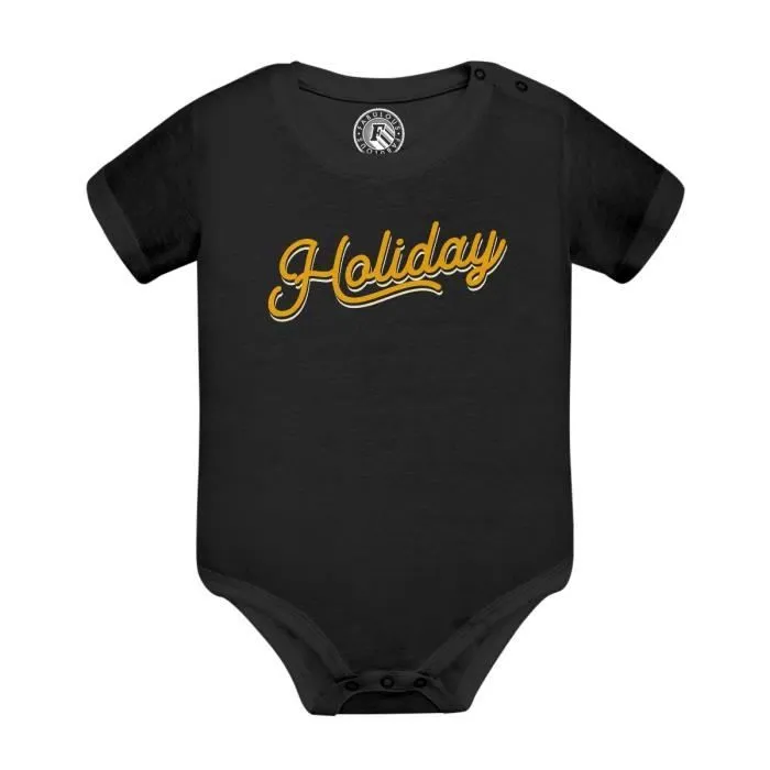 Body Bébé Manche Courte Noir Holiday Vintage Style 70's Vacances Été Noel-0