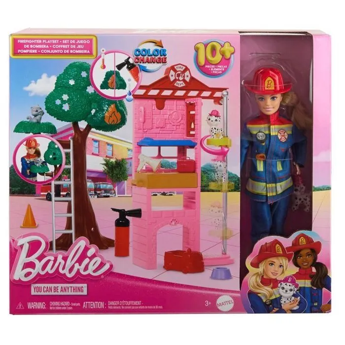 Poupée firefighter fire station doll Mattel-0