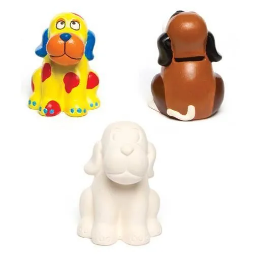 Kits de Tirelires Chiens Adorables en Céramique que les Enfants pourront Confectionner, Personnaliser et Exposer (Lot de 2)-0