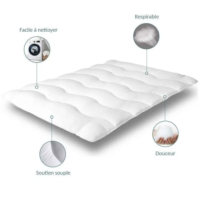 Surmatelas Nuage 160x200 cm | 100% microfibre | Aération optimisée & sangles de maintien-5