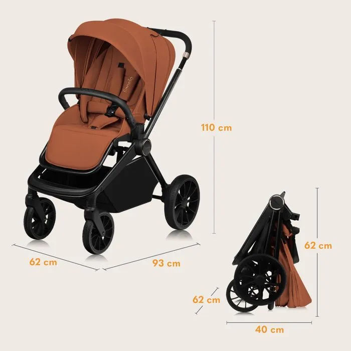 Poussette combinée 2en1 LIONELO Mika Plus - Naissance jusqu'à 22kg - Pack poussette Duo, Nacelle, sac et accessoires - Marron-5