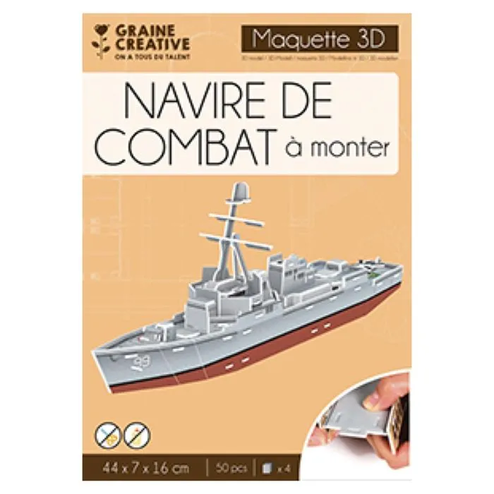 Maquette 3D Navire de Combat - Carton Mousse - Montage Sans Colle-0