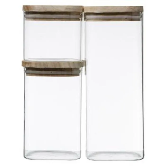 Lot de 3 Bocaux "Empilables" 24cm Transparent-0