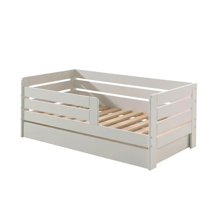 Lit junior barreaux extra large avec gigogne - Vipack - Blanc - 70 x 140 cm-0