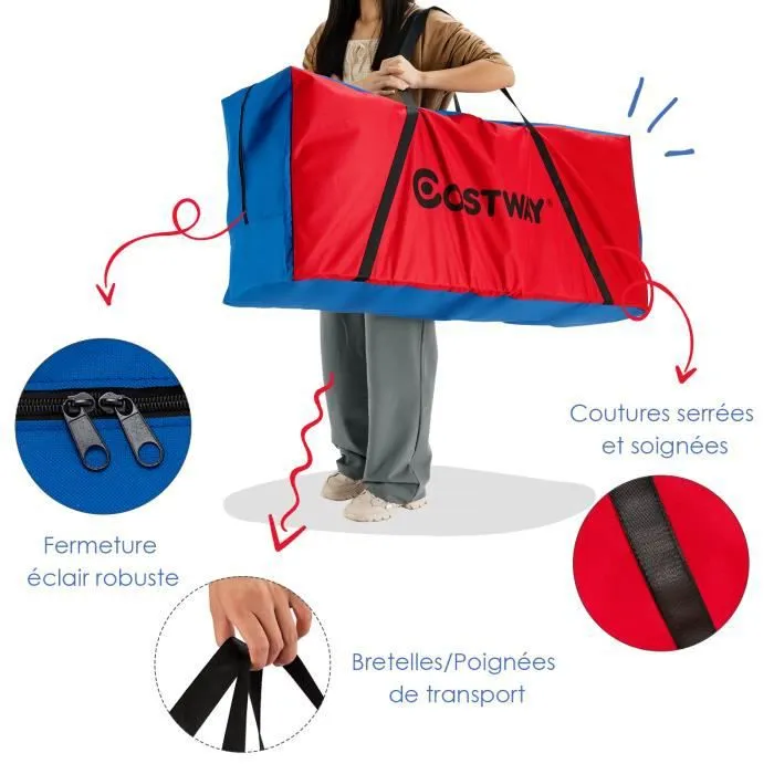 COSTWAY Sac de Rangement pour Jeux Puissance 4 Géant pour Enfant avec Poignée et Fermeture Éclair, 120 x 29 x 48 CM, Jeu Non Inclus-1