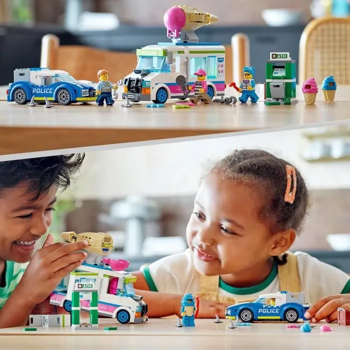 LEGO 60314 City La Course-Poursuite du Camion de Glaces, Jouet de Voiture de Police, avec 2 Bandits, Cadeau Enfants Dès 5 Ans-4