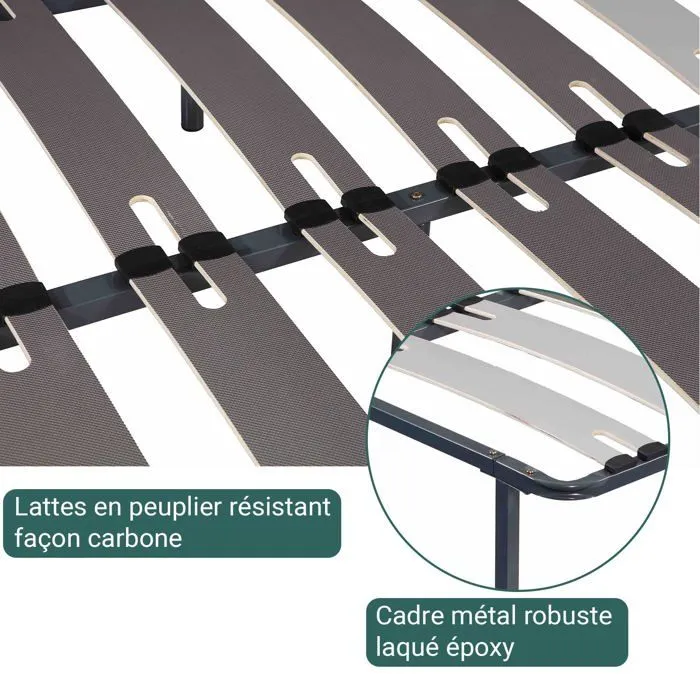Sommier Robuflex 90x190 Sampur | Résistant et Confortable - Lattes Larges Réglables - Pieds Inclus - Structure Robuste Acier Epoxy-3