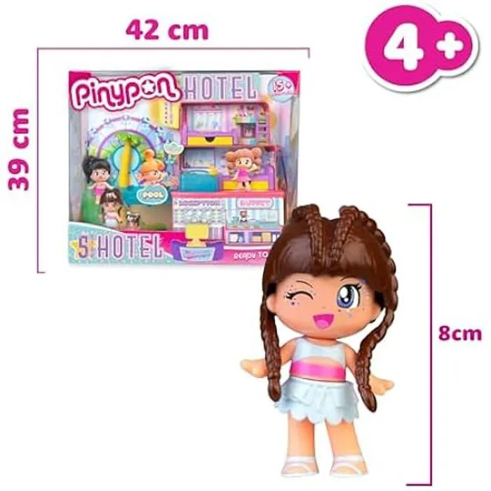 Pinypon - Hôtel 5 étoiles, Playset d'hôtel avec 2 Figurines, Accessoires d'hôtel Inclus, hôtel composé d'une réception, d'un-1