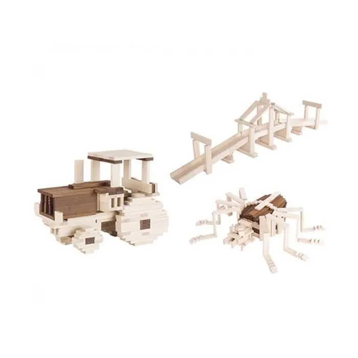 Jeu de construction en bois - GOKI - Set de Blocs 58532 - 200 pièces - Goki Nature-0