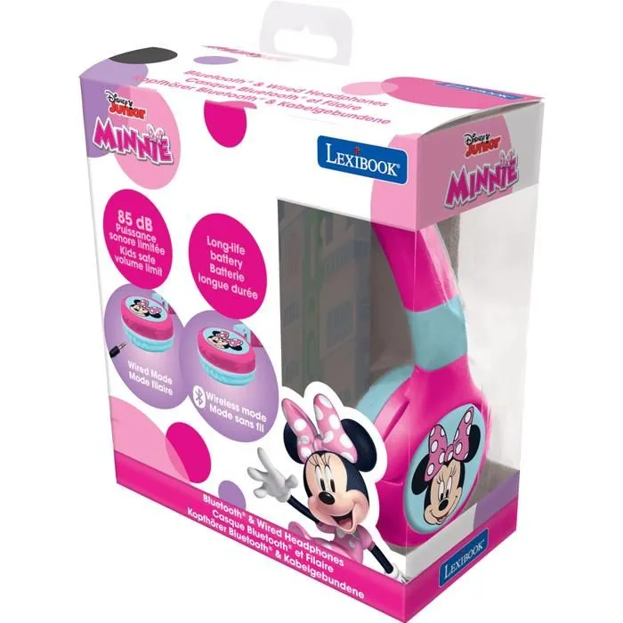 Casque audio Bluetooth et filaire pour enfants avec limitation de son - Minnie-1