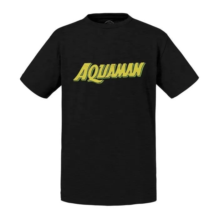 T-shirt Enfant Noir Aquaman Super Héros BD Film Geek-0