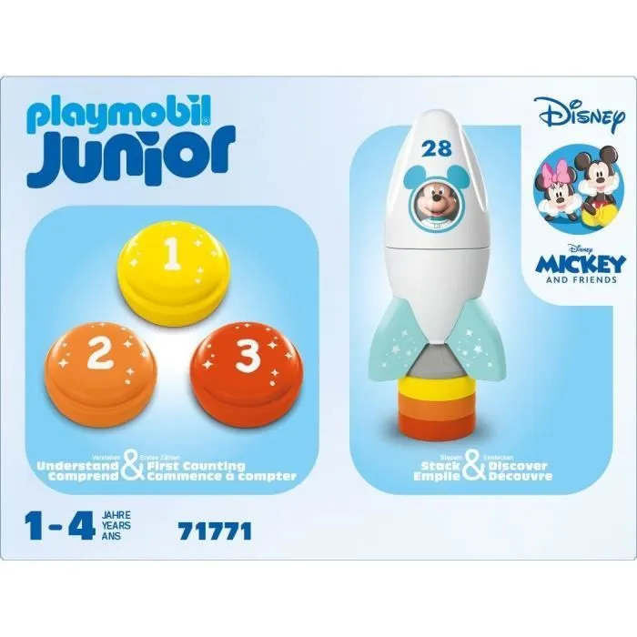 PLAYMOBIL Junior 71771 Mickey astronaute avec sa fusée, Disney, 5 pièces, Dès 12 mois-4