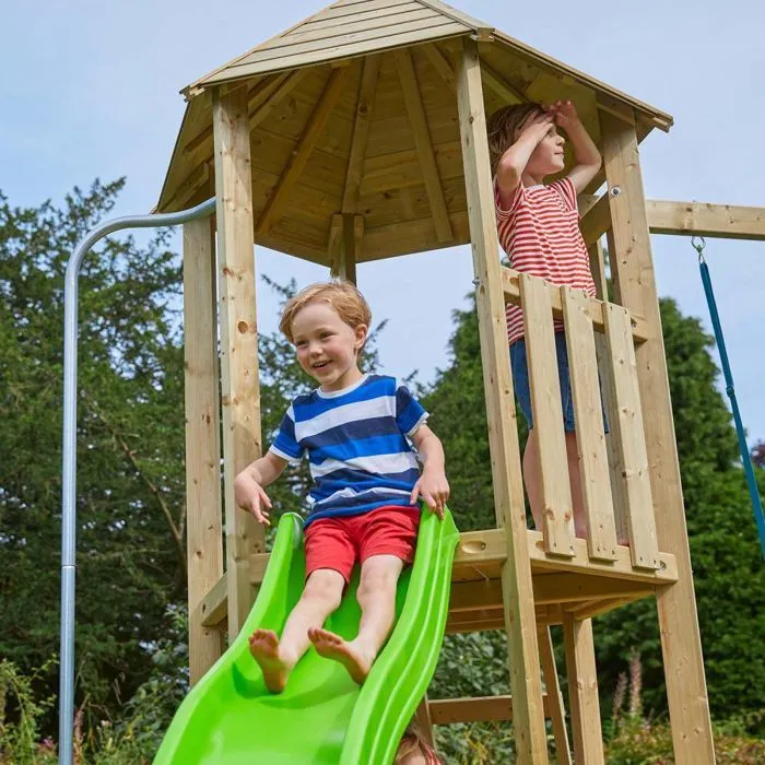 Aire de jeux en bois avec glissière et portique Castelwood-5
