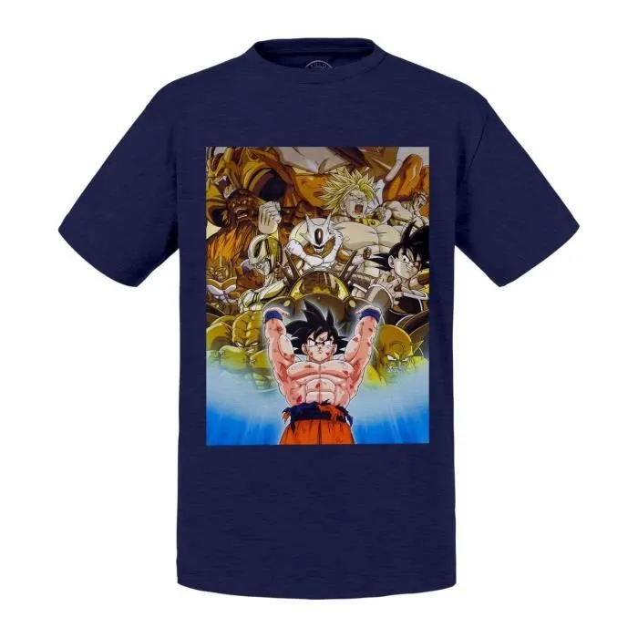 T-shirt Enfant Bleu Dragon Ball Sangoku Genkidama Guerrier d'or-0