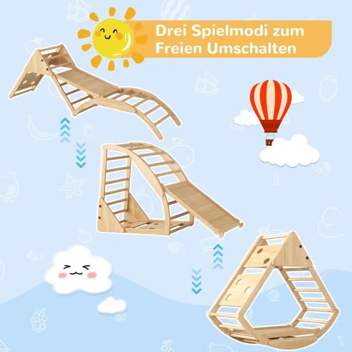 Aire de jeu 8 en 1 - DREAMMESPACE - Bois de pin - Toboggan, escalade, balançoire - 3-8 ans-1