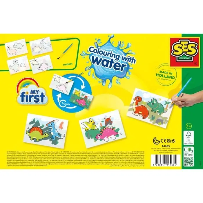 Jeu éducatif - Coloriage à l'eau - Dinos - Bleu - A partir de 12 mois - Mixte-1