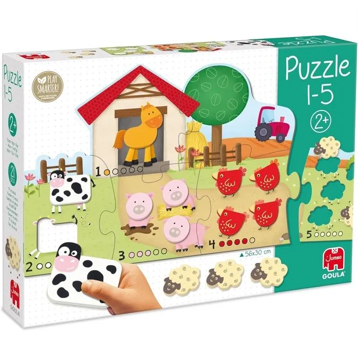 Puzzle géant ferme pour apprendre à compter jusqu'à 5 - DISET - Goula - 5 pièces - Enfant - Intérieur-0