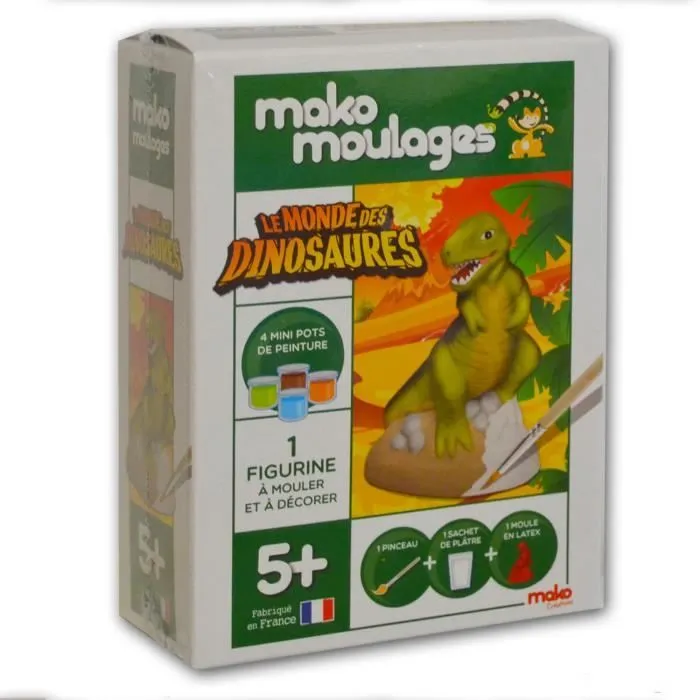 Mako Moulages - Le Monde Des Dinosaures - Coffret de moulage en plâtre avec peinture pour enfant-0