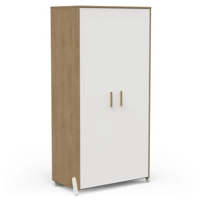 Armoire 2 portes - NAILI - Hamilton / Blanc mat - 89,1 x 50 x 183 cm - DEMEYERE-5