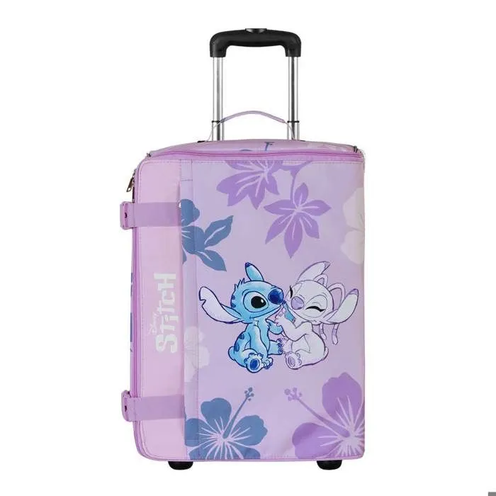 Valise Cabine Pliable - Disney - Lilo et Stitch - Rose - 2 Roues - Déperlant-1