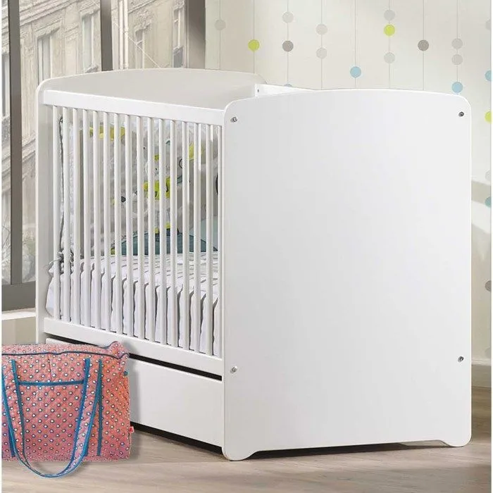 Tiroir pour lit bébé 120x60 en bois blanc-1