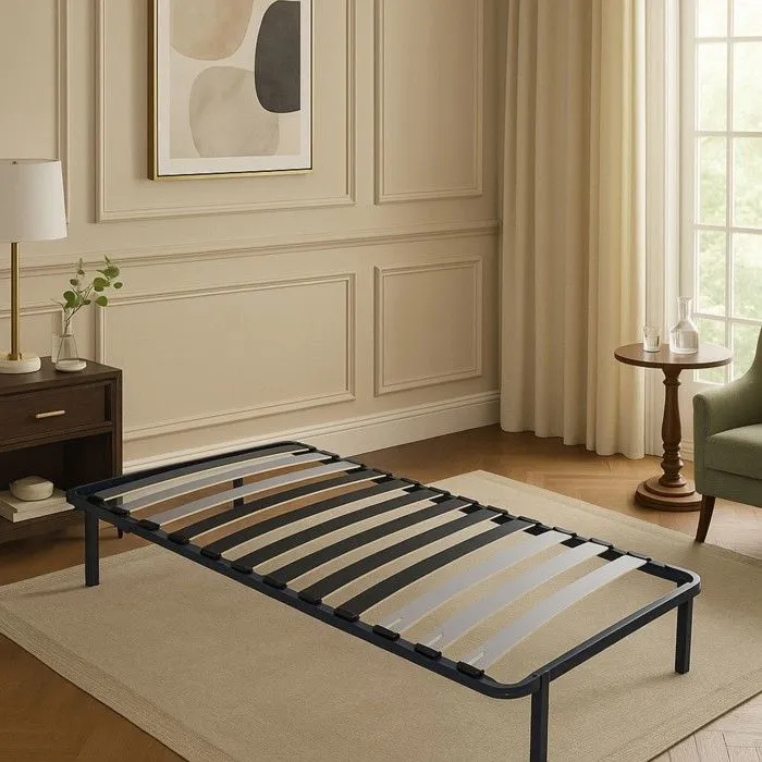 patrick - Solide et Confortable Sommier Cadre a lattes Pieds 80x190 x 29 cm en Metal - 9 Larges Lattes de 12,5 cm-0