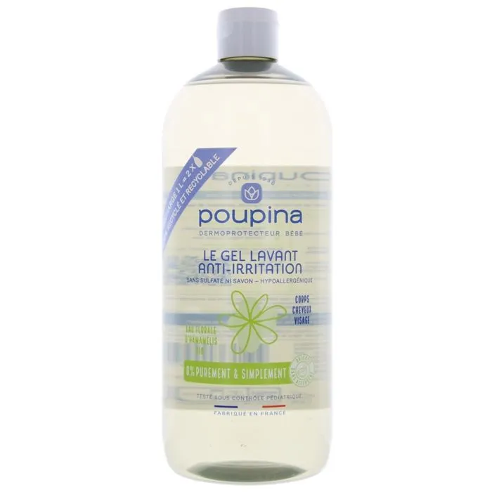 Gel Lavant Bébé - Poupina - Anti-Irritation - Hypoallergénique - Sans Sulfate - 97% d'Ingrédients Naturels-0