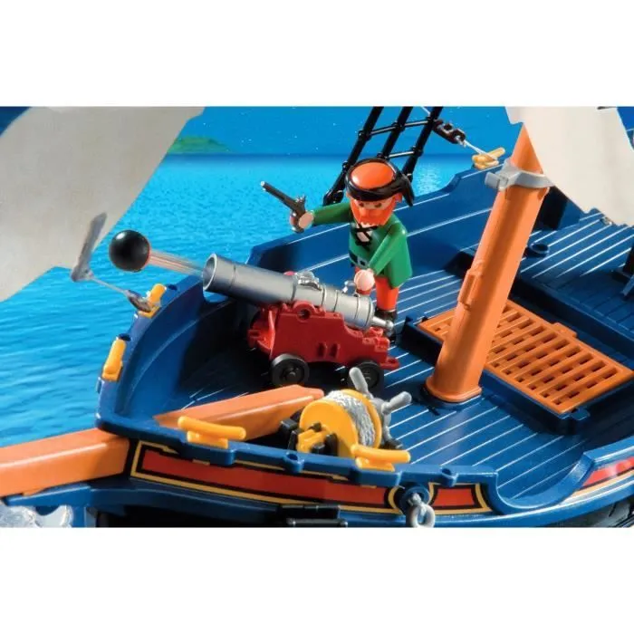 PLAYMOBIL 5810 Chaloupe des pirates, avec canon, Flotte dans l'eau, 3 personnages, 84 pièces, Les pirates, Dès 4 ans-2