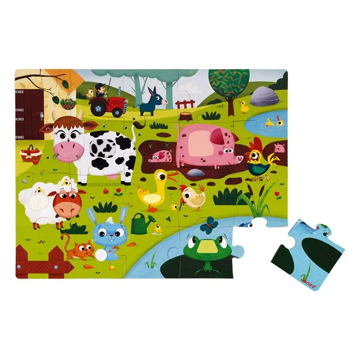 Puzzle Tactile Ferme JANOD - 20 pcs - Dès 2 Ans-1