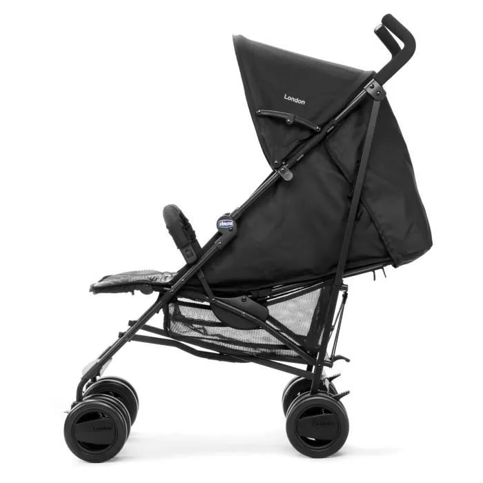 Bebeboutik CHICCO Poussette canne London Up 0 36 mois Jusqu a 15kg Dossier inclinable Arceau de securite Noir Matrix