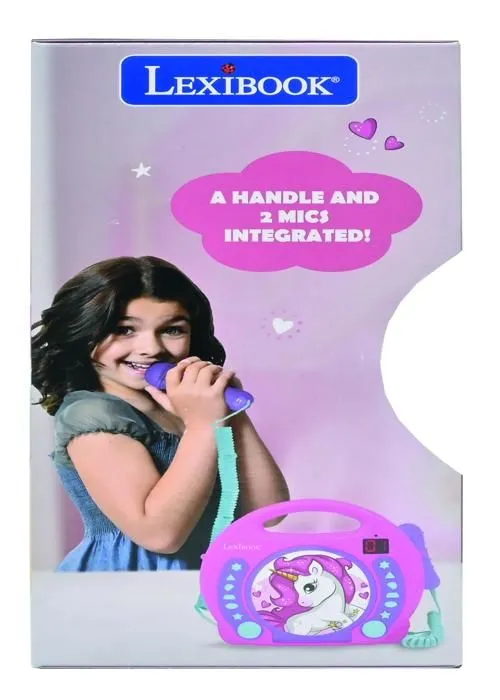Lecteur CD portable avec 2 microphones coloris Licorne-5